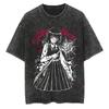 Chainsaw Man Anime Vintage Printed Washed T-shirt Women Men Harajuku Oversize Streetwear Y2K Tops Short Sleeve Tee