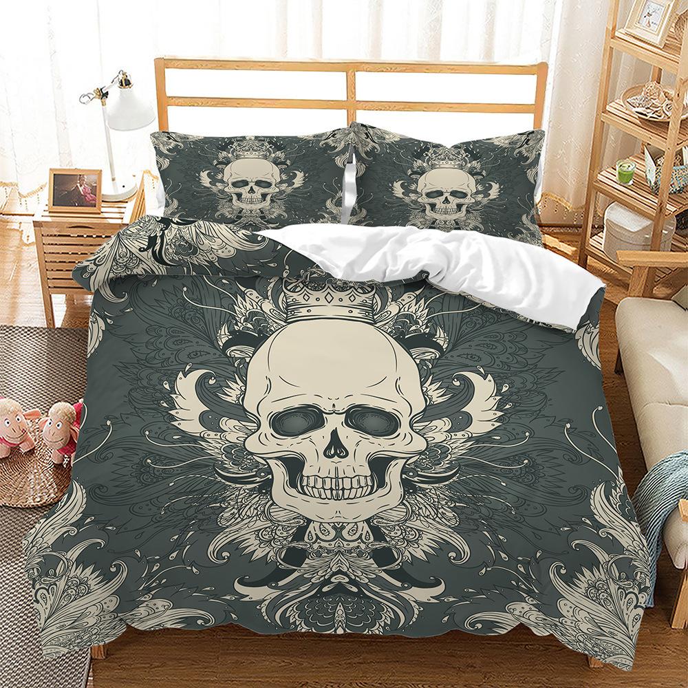 Three-Piece Skull Halloween Bedding Quilt Cover Digital Printing Kit