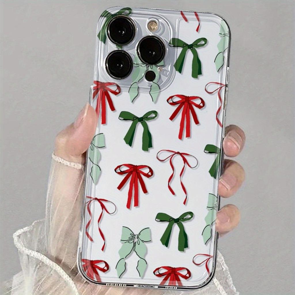 Cute bow pattern phone case, suitable for iPhone 17, 16, 15, Plus, Pro, Max series phones - ideal for giving as a gift