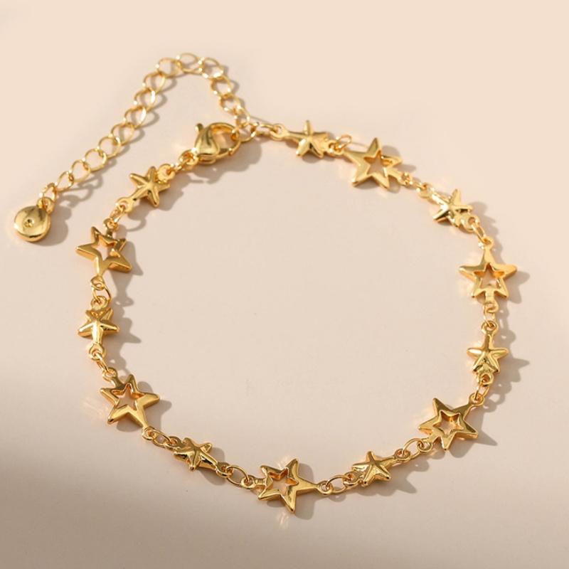 

Stainless Steel Hollow Star Chain Bracelets for Man Women Metal Pentagram Adjustable Size Bracelet Simple Jewelry Gifts