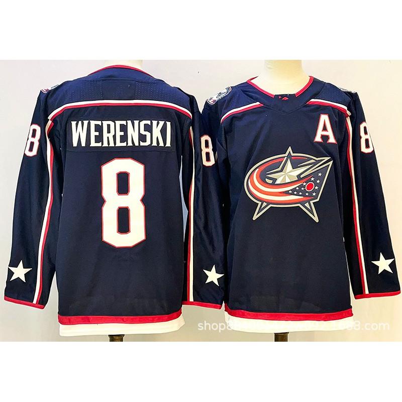 Mens Ice Hockey Practice Jersey Team Uniform 8 WERENSKI 38 JENNER Cotton Blend Sport Shirt Adult Players