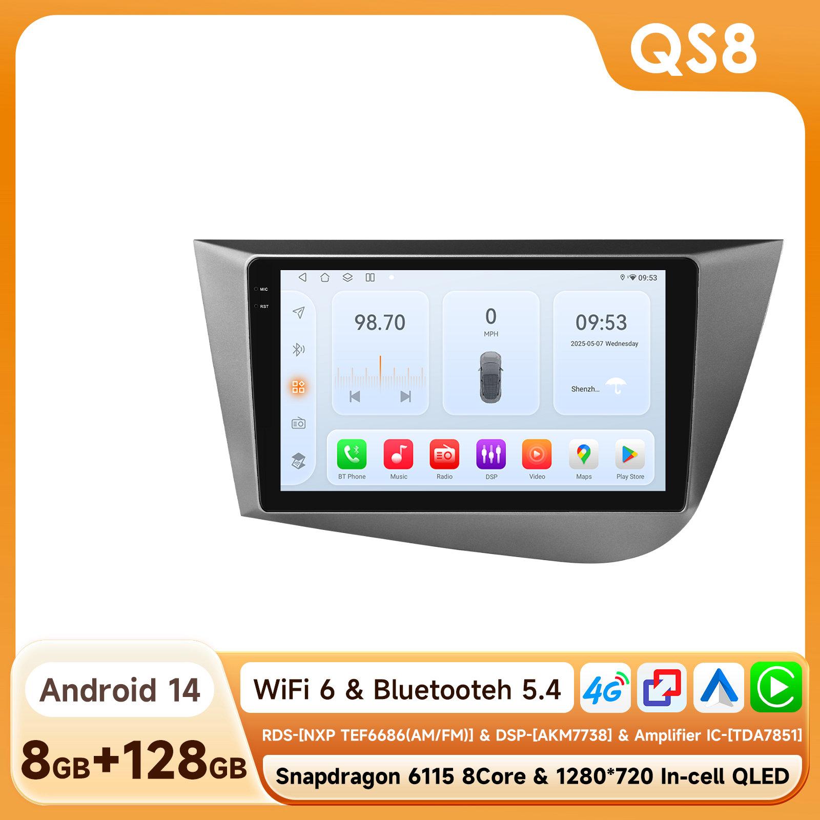

Ossuret Intelligent Snapdragon 6115 Car Radio for Seat Leon MK2 2005-2012 Intelligent Systems Carplay GPS Navigation Stereo Android Auto 2din BT 4G QS8 8Core 8G 128G