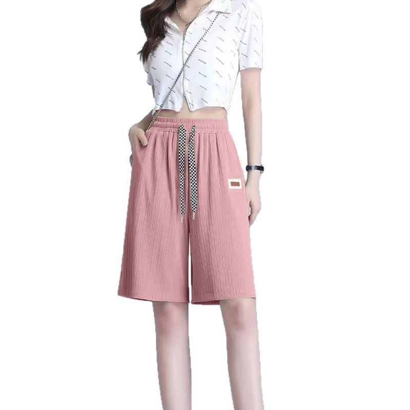 Damen High-Waist Ice Silk Freizeitshorts - Leicht, Locker, Sportfreundlich