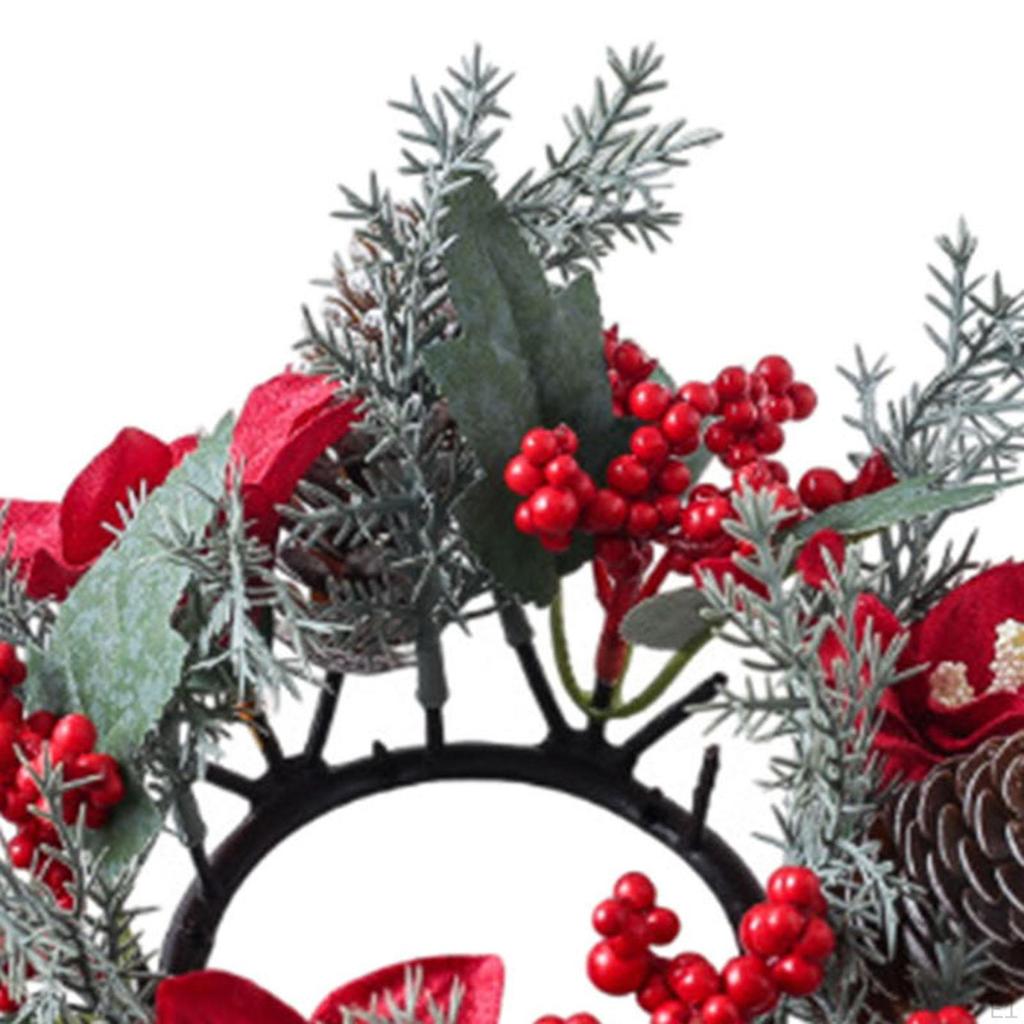 Julelysring Kransholder for Gårdshus Hjem Høytid Rød Blomst