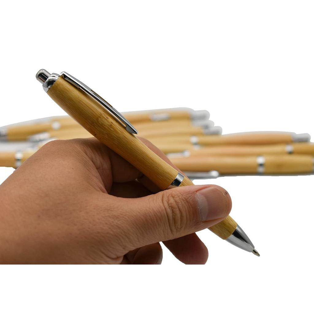 Lopenle Set of Natural Bamboo Ballpoint Pens with Black Black Ink for and Office Perfect for School Entrance and Other Gifts 8-Piece Oil-Based Ink,