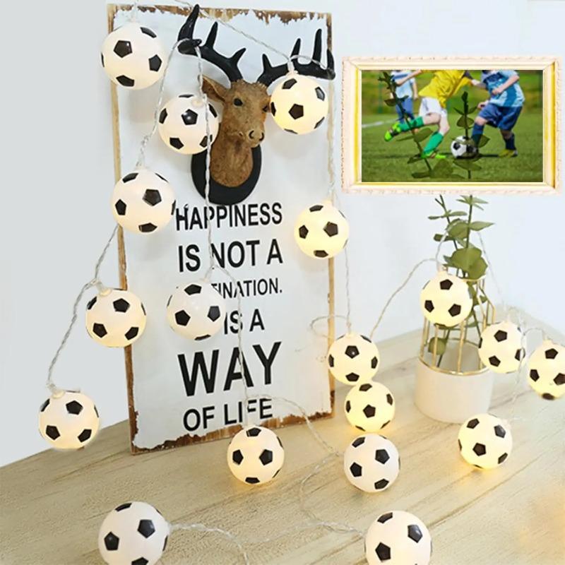 20 LED Soccer Ball String Lights Decorative Fairy Lights for Garden Balcony Bar Party Outdoor Indoor Sports Theme Mood Lighting