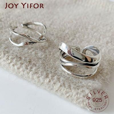 925 Sterling Silver Vintage Cross Winding Finger Rings for Women Couple Minimalist Party Jewelry Gift Prevent Allergy