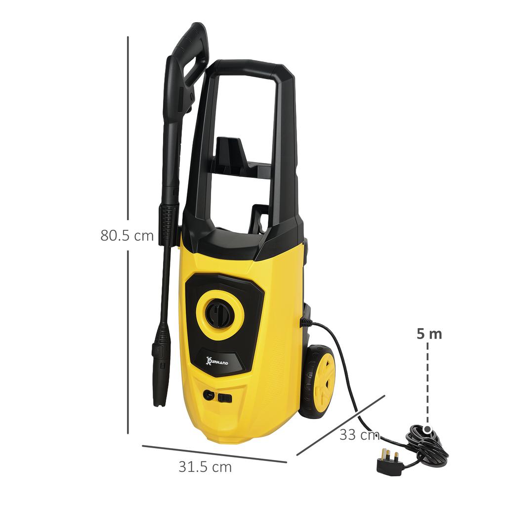 1800W High Pressure Washer, 150 Bar Pressure, 510 L/h Flow, High-Performance Portable Power Washer Jet Wash Cleaner with 6M Hose