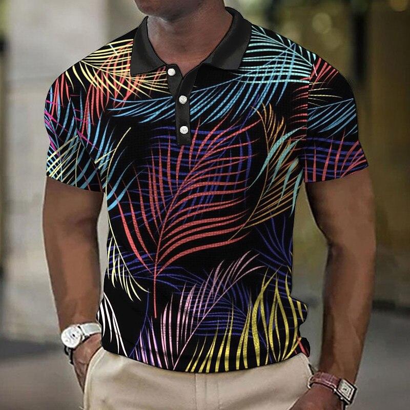 

men polo shirt short sleeve 3d print tops fashion polyester breathable comfortable polos shirts S