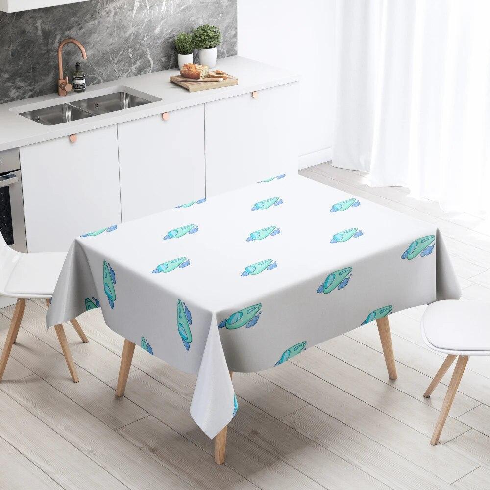 Cartoon Tablecloth Home Decor Stain Resistant Waterproof Table Decoration Rectangular Kitchen Fireplace Countertop