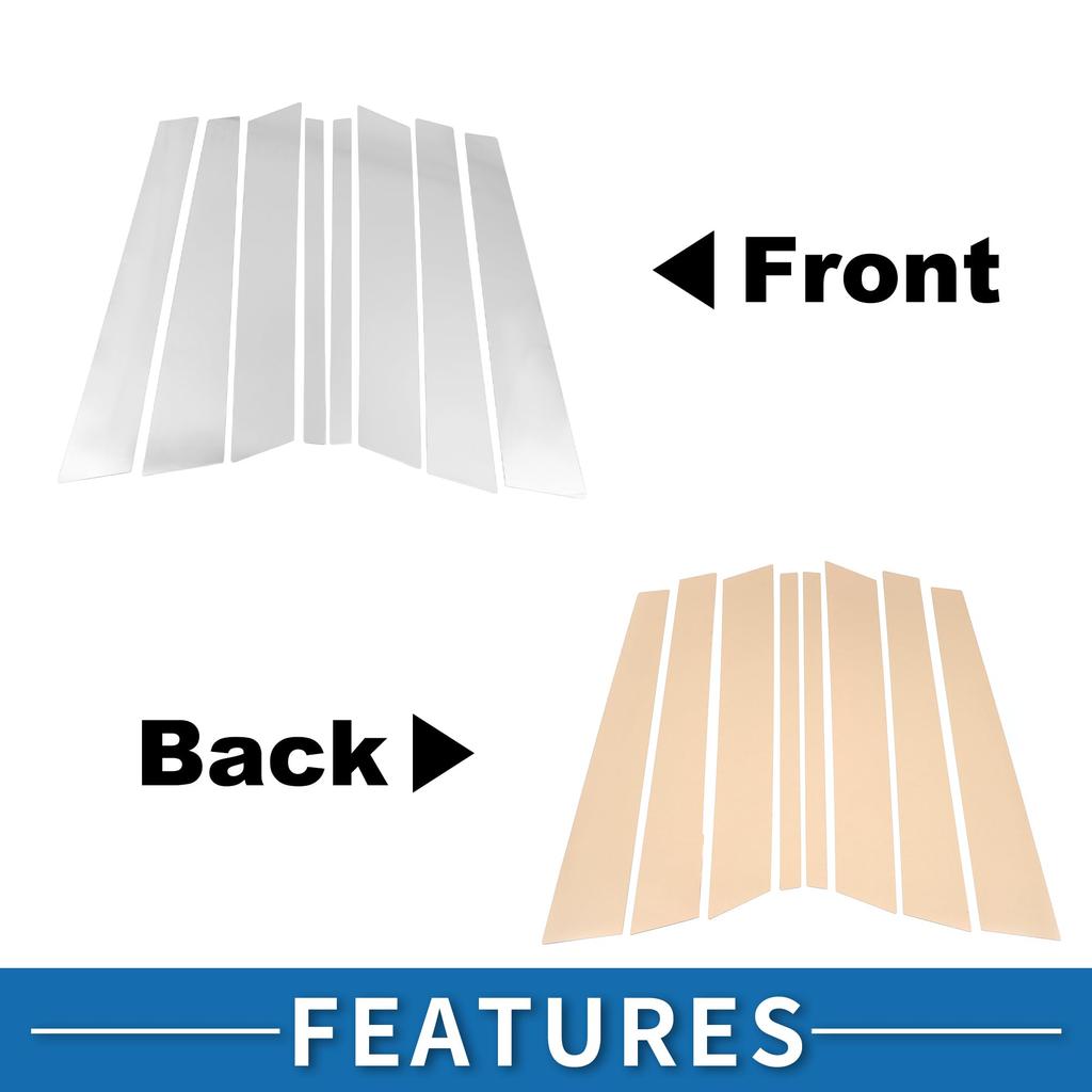 ABSOPRO Door Pillar Window Trim Pillar Post Door Outer Exterior Covers for BMW X5 Chrome Silver Tone Anti-Scratch Stickers, 1999-2006,
