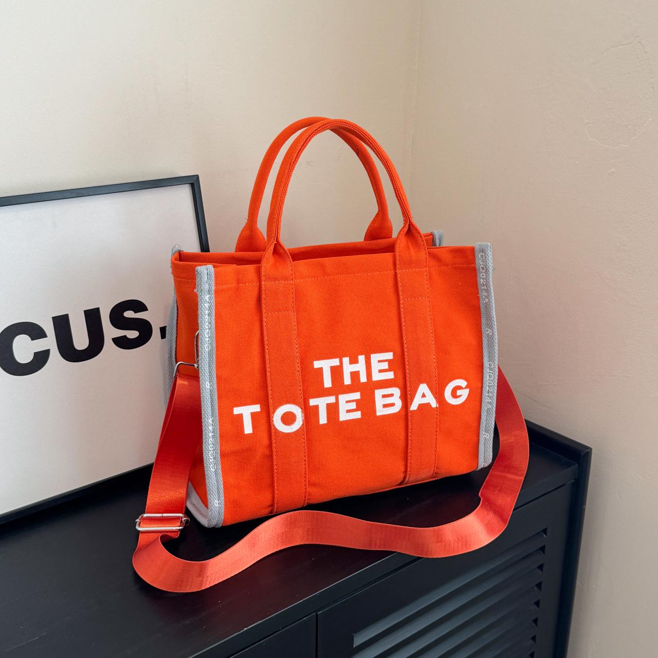 Женская повседневная холщовая сумка-тоут большой вместимости оранжевый