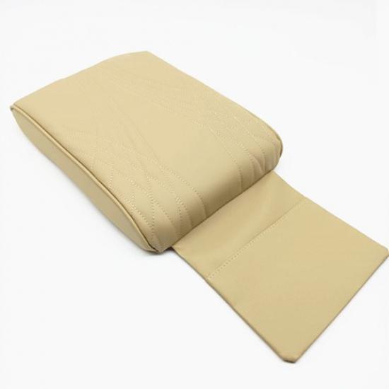 Car Armrest Pad Cover PU Leather Center Console Box Cushion Mat Protector Beige