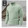 Polo da uomo a maniche lunghe con mezza zip, ad asciugatura rapida, in seta ghiacciata, per fitness e corsa