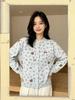 Women's Cherry Bear Print Knit Cardigan - Autumn/Winter Round Neck Long Sleeve Sweater