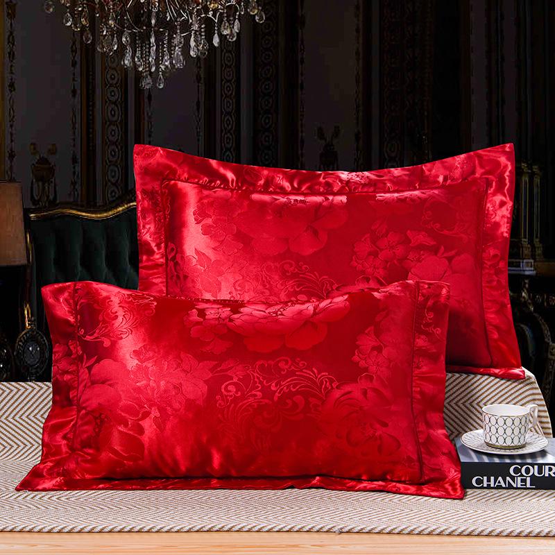 Europejska satyna żakardowa Czerwona pościel ślubna Zestaw czteroczęściowy