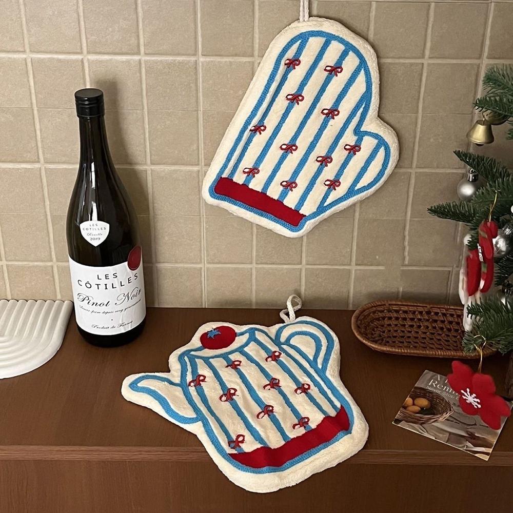Cute Cartoon Hand Towel Absorbent Quick-drying Kitchen Towel Household Hanging Handkerchief Creative Wall Hanging Decorative Rag