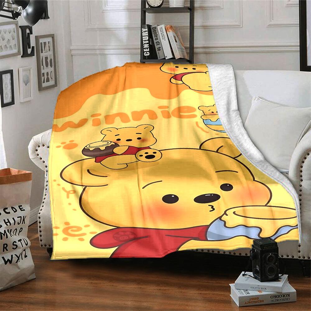 1pc Winnie The Pooh Honey Blanket Lightweight Flannel Throw for Sofa Bed Travel Camping Livingroom Office Couch Chair