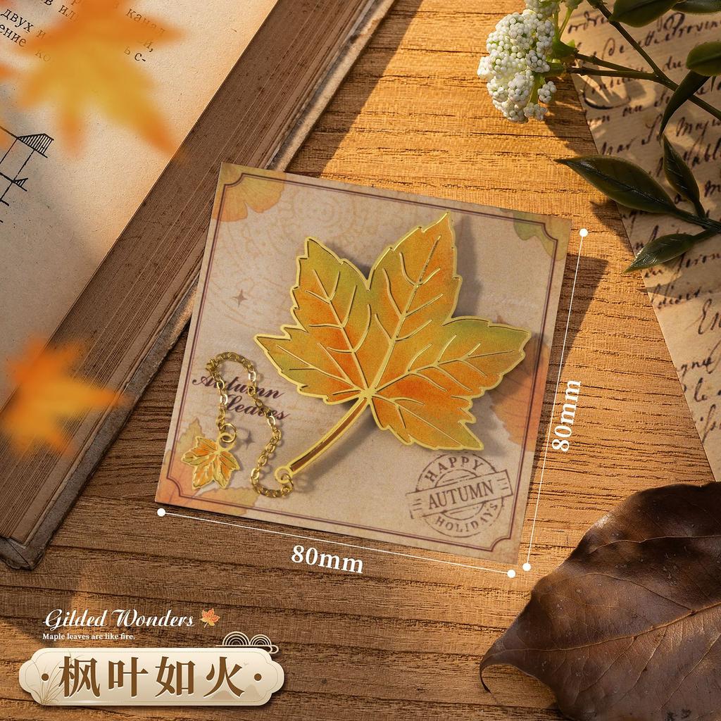 Vintage Leaf Shape Metal Bookmark Exquisite Cultural Creative Stationery Gift