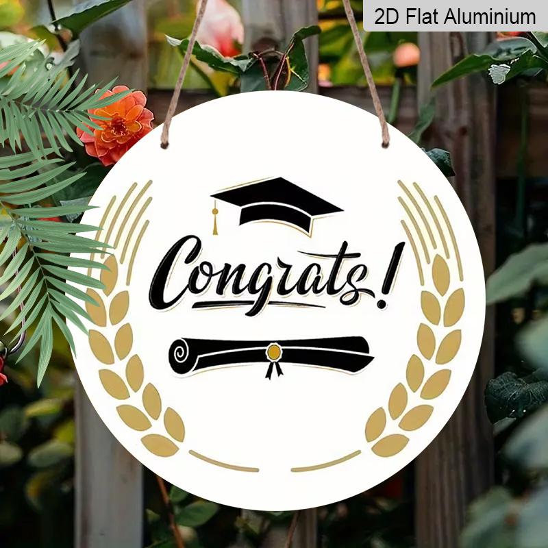 

2D Flat Aluminum Graduation-Themed Wall Decor Commemorative Gift 7.87 Inches X 7.87 Inches Minimalist Style Suitable for Cafes, Offices, Entryways 1pc