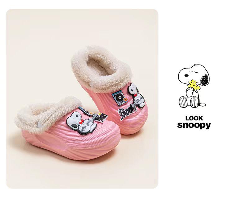 Snoopy EVA Kinder Winter Samt Warm Rutschfest Abnehmbar Cartoon Hausschuhe - Eltern-Kind Passend Baumwolle