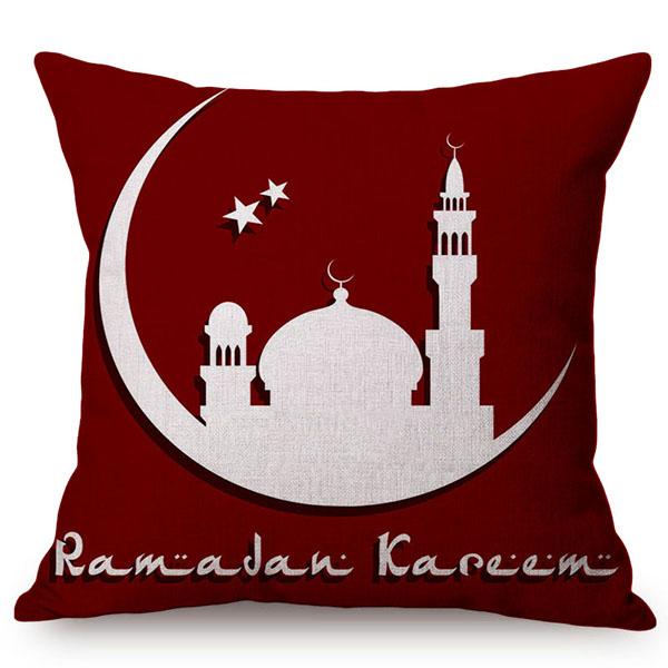 Eid Mubarak Cushion Cover Islamic Muslim Kaaba Mecca Moon Pattern Decoration Ramadan Kareem Sofa Throw Pillow Case Cojines