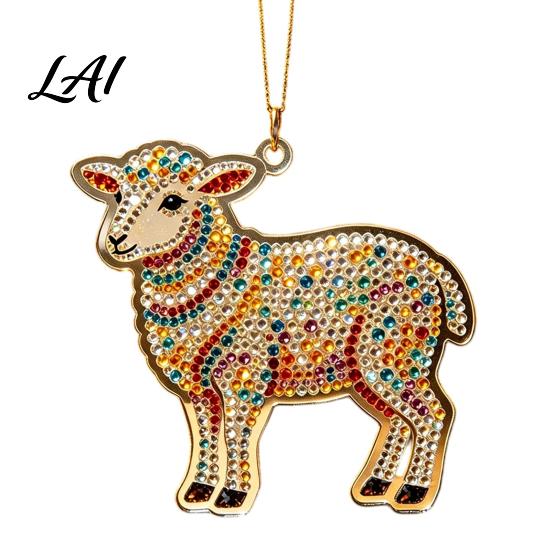 Acrylic Ornament for Restaurant 2PCS Christmas Goat Hanging Ornaments Decorative 2D Tree Birthday Party Decor Pendants Lightweight Festive Ornaments