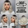 Ombre Blonde Krátká Bob Syntetická paruka pro ženy s ofinou Bílé zlato Body Wave Cosplay Lolita Přírodní tepelně odolné vlasy