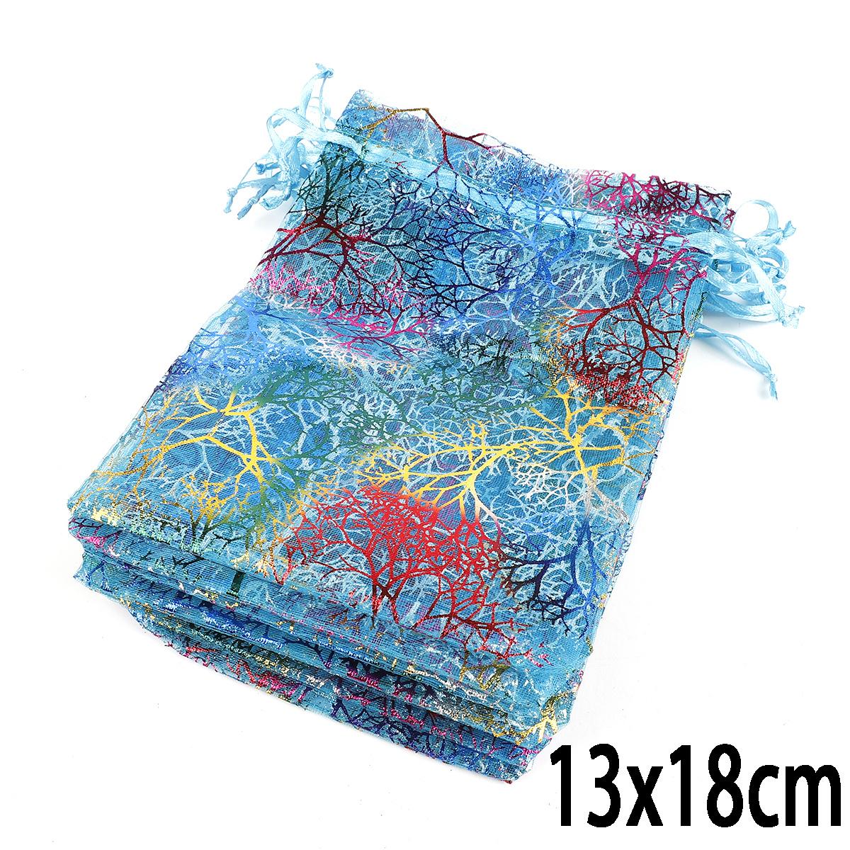 

10шт органзы мешки Свадебная вечеринка подарочный пакет Drawstring упаковки ювелирных изделий сумки и мешочки для ювелирных изделий 13x18cm 50pcs синий