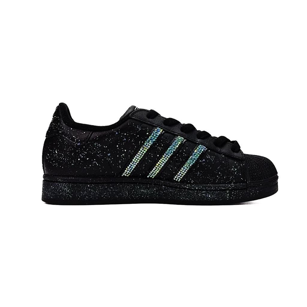 Adidas Originals Superstar 2 Starry Dot Abrasion Resistant Low top Skateboard Shoes Unisex Black JI0079(Team935-)