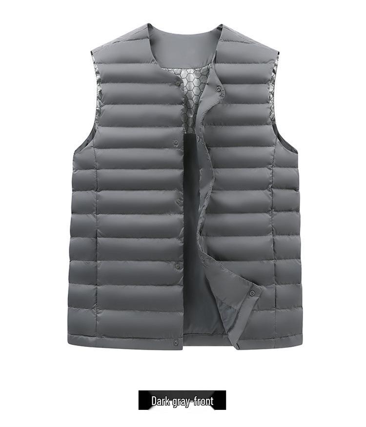 2025 Winter Men's Convertible Round/V-Neck White Duck Down Short Vest