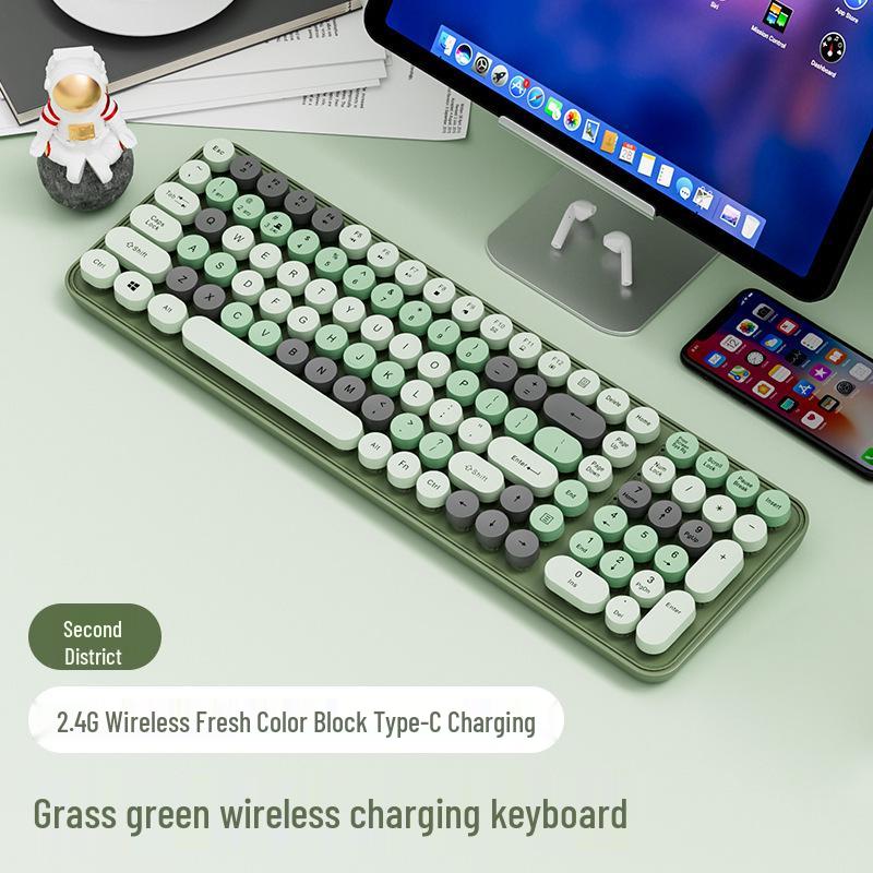 Bluetooth Wireless Silent Mechanical Keyboard & Mouse Set for Girls - Rechargeable and Stylish for Office Use
