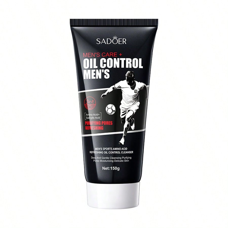 1PC Men's Amino Acid Refreshing Oil Control Cleanser, Deep Cleansing, Moisturizing Skin, Mild Ingred