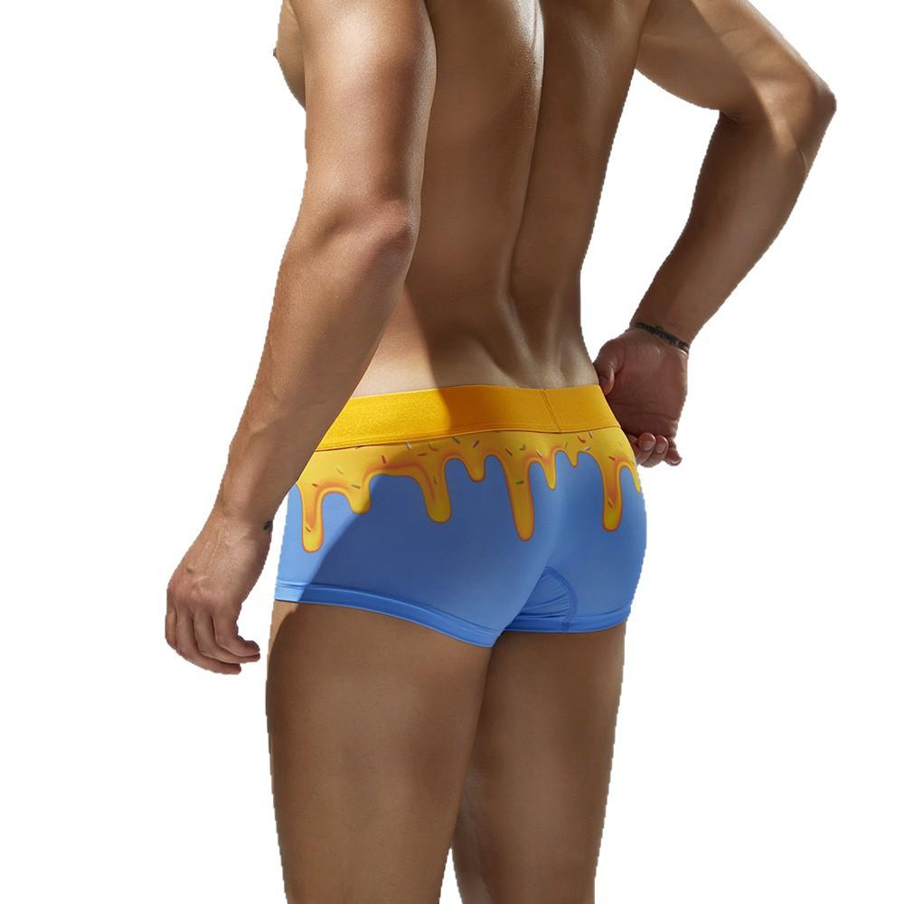 Men's Low-Rise Ice Silk Boxer Briefs Youthful Playful Cute Athletic Underwear Soft Comfort & All-Day Body-Hugging Fit