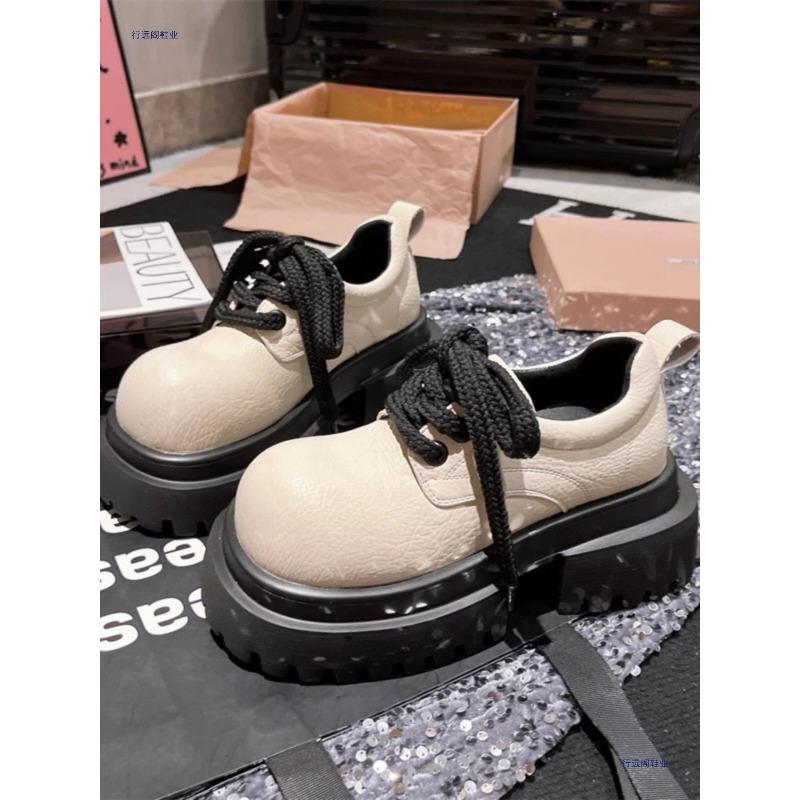 Soft Leather Big Head Derby Small Leather Shoes Women's Autumn New Platform Versatile Casual Retro Trendy Cool Mickey Single Shoes