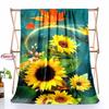 3D-Druck Blumenmotiv Sonnenblumen Weiche Flanelldecke für Bett Schlafzimmer Sofa Picknick, Überwurfdecke zum Zudecken Outdoor-Freizeit Nickerchen