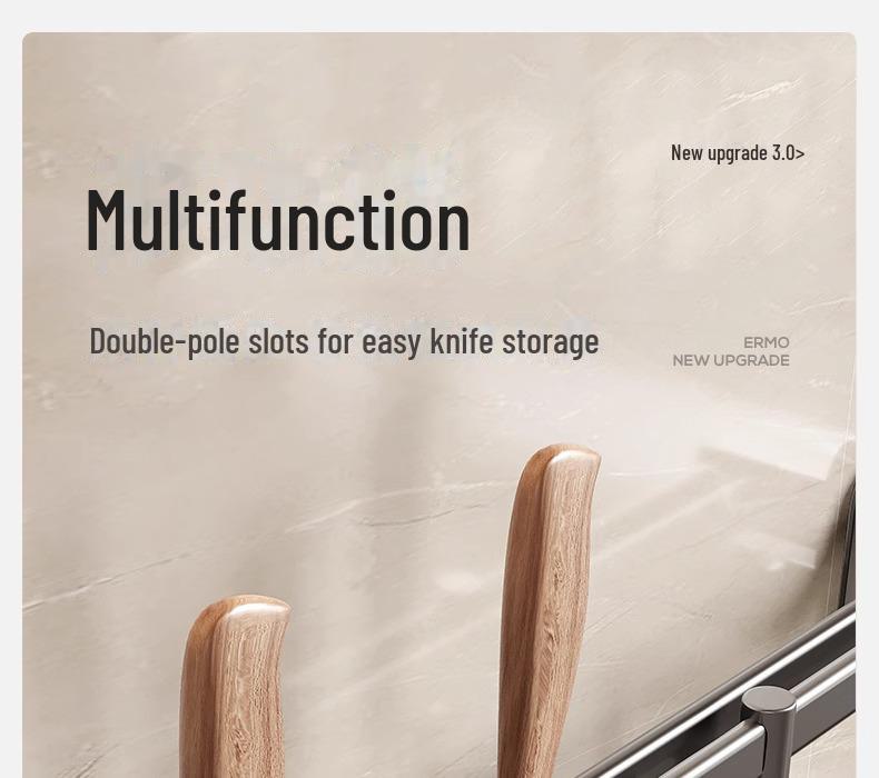 Raft de bucătărie fără găuri cu cârlige din aluminiu pentru spatule și linguri