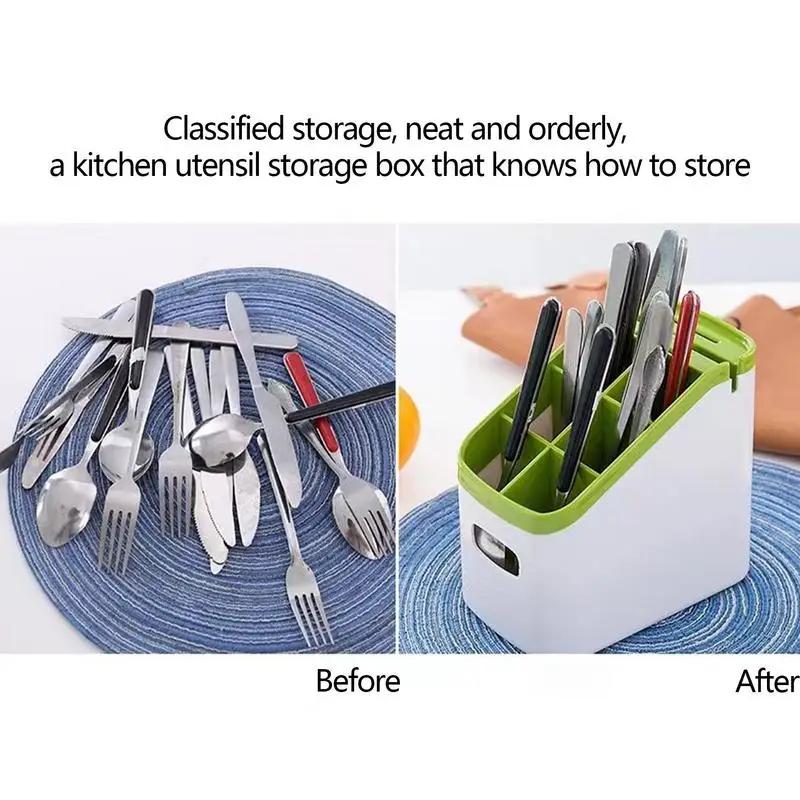 Utensil Holder Cutlery Drainer Chopstick Storage Holder Knife Fork Drain Box Tableware Storage Holder Spoons Organizer Rack