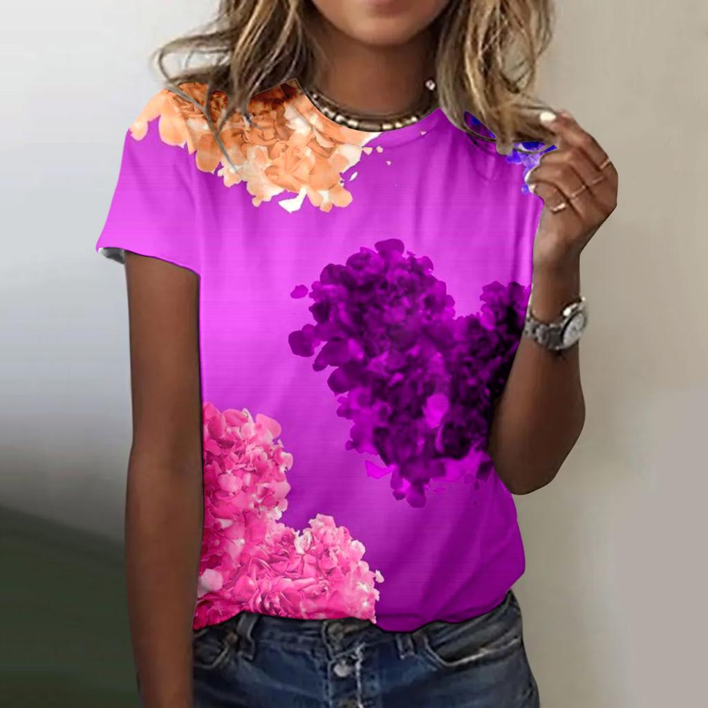 Damen T-Shirt Sommer O-Ausschnitt Top 3D Rot Valentinstag T-Shirt Modisches T-Shirt Vielseitig Große Größe Damen Kurzarm