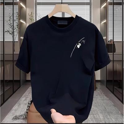 Bawełniany T-shirt dla par z krótkim rękawem Czarny Biały Top Oddychający Wygodny Miękki Casualowy Sportowy