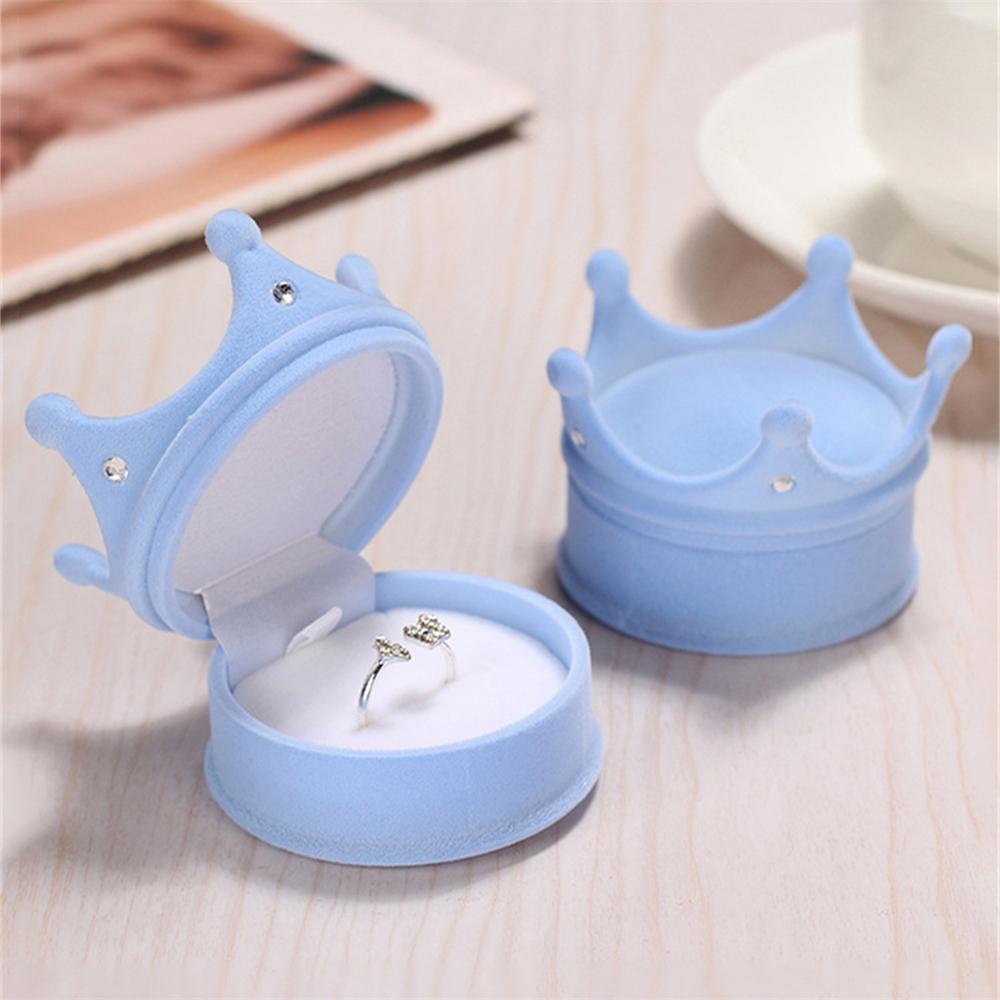 1pc Lovely Crown Shape Velvet Jewelry Box Wedding Engagement Ring Box Display Gift Box Holder for Earrings Necklace Bracelet