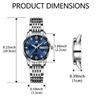 OLEVS Popular Waterproof Analog Watch with Luminous Date Blue Quartz Silver Stainless Steel Roman Perfect for Business or Day College and High School