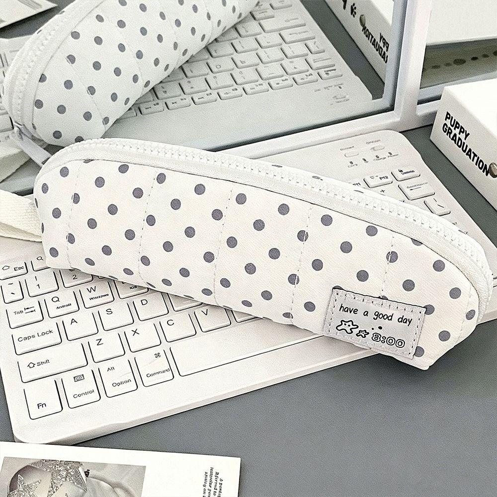 Polka Dot Design Pen Bag Portable Pencil Pouch Stationery Organizer School Supplies