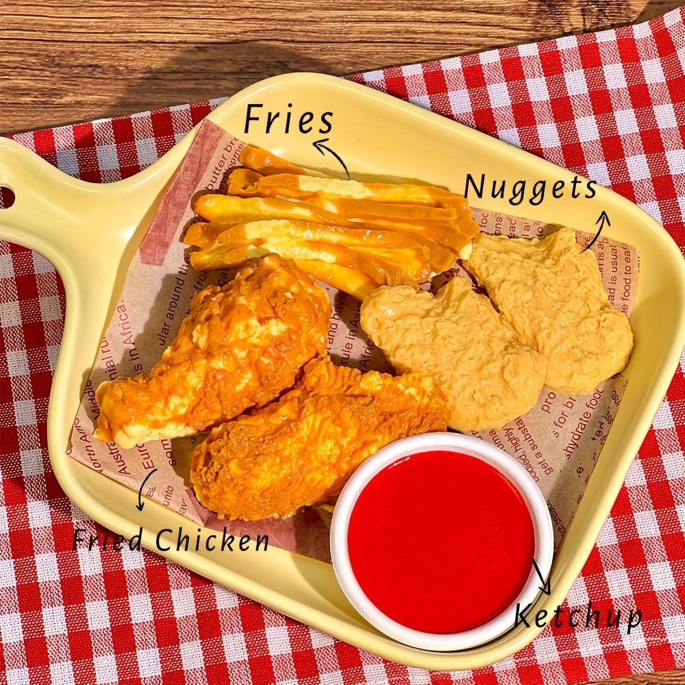 (Buy chicken drumsticks, get free fries, chicken nuggets and ketchup — Buy 1 Get 3 Free) Crispy Chicken Set Squishy Toys,