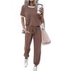 European and American Foreign Trade Cross-border Women's Two-piece Sportswear Set, Short-sleeved Top, Trousers, Jogging Pants, Casual Suit.