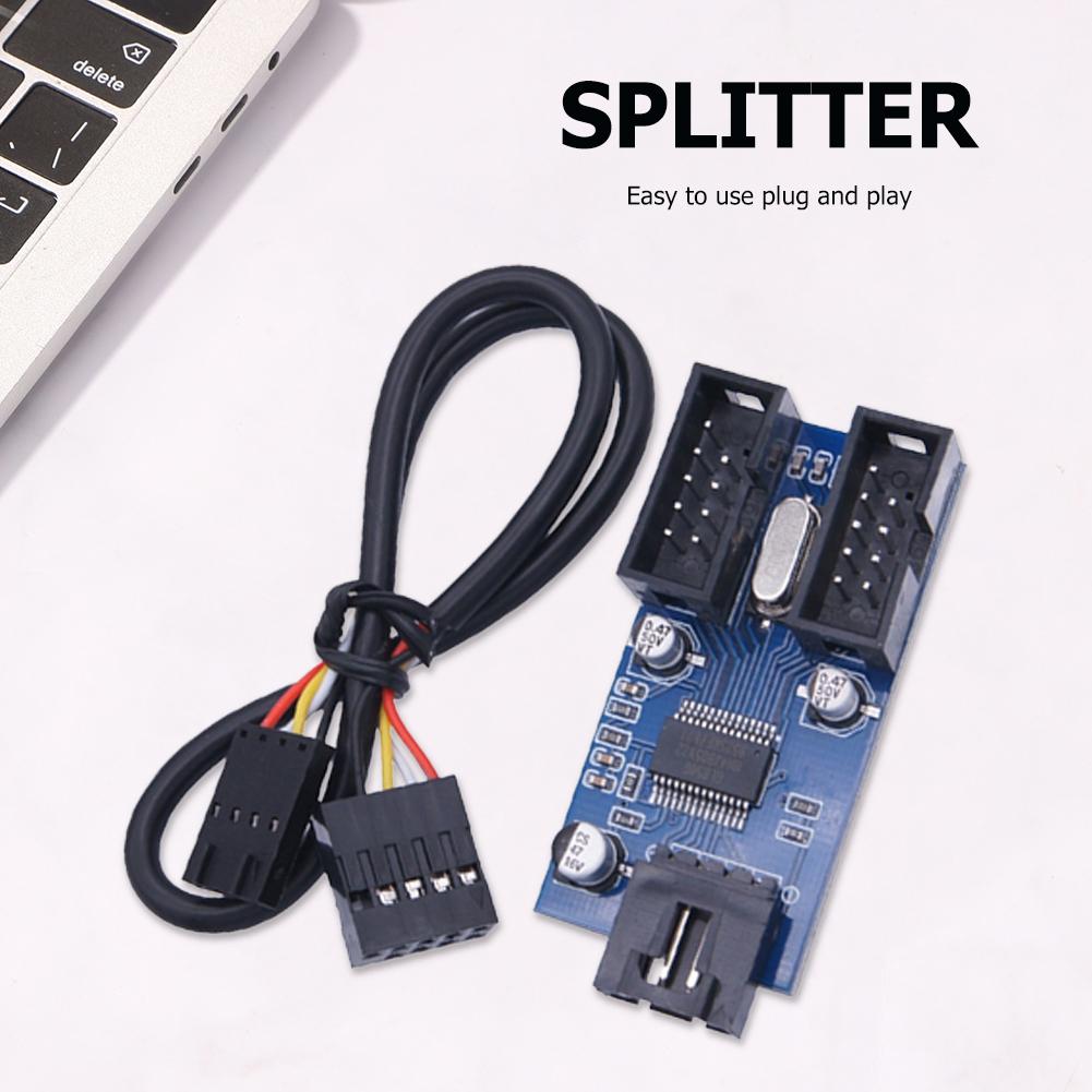 Motherboard 9Pin USB Header 9 Pin Connector Port Splitter 1 to 2/4 Female Port Connector USB HUB Extension Adapter