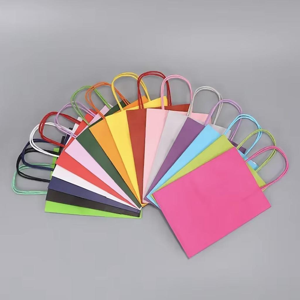 Candy Colorful Shopping Bags 10PCS Kraft Paper Gift Candy Bag Colored Hand-held Paper Bags Wedding Party Decoration Gift