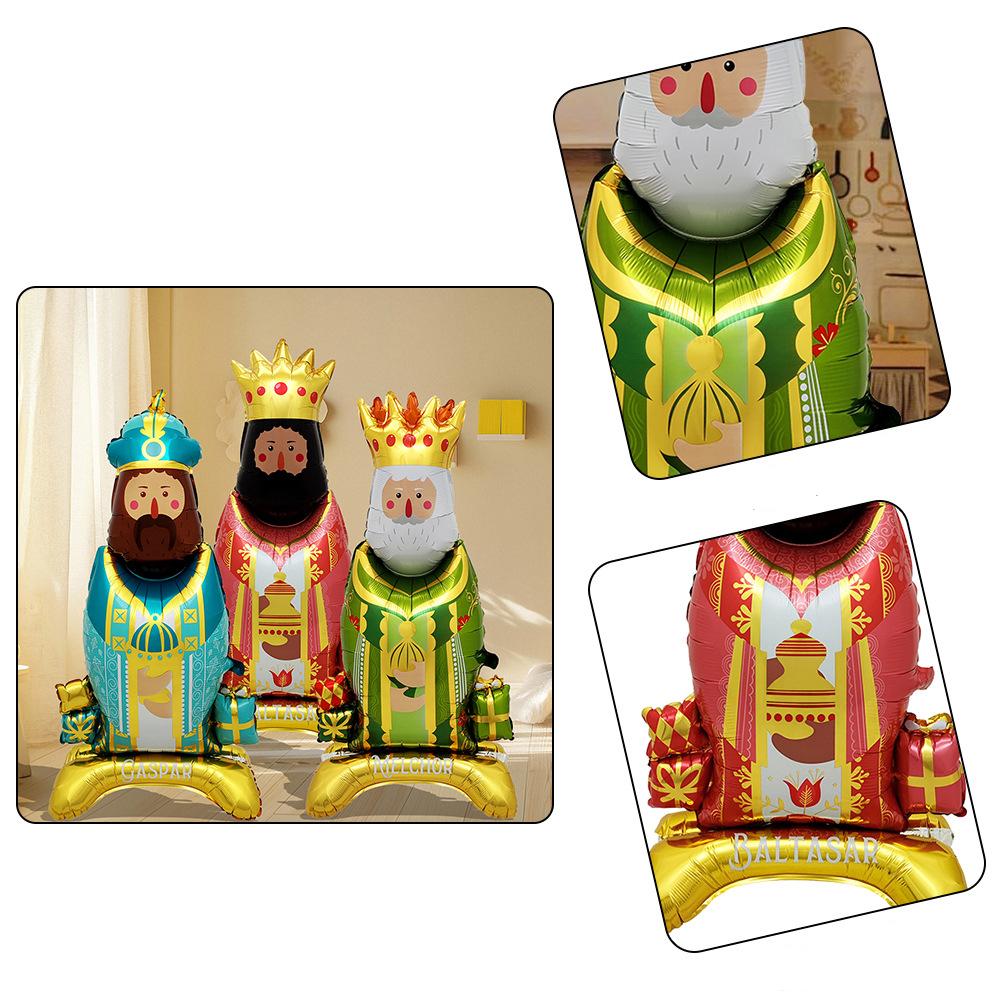 Spanish Three Kings Festival Balloon Orange Face White Face Brown Face King Balloon Candy Donut Balloon