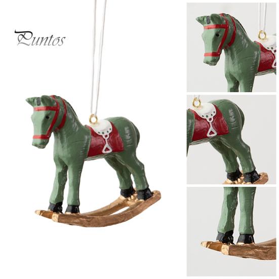 Retro-Weihnachtsanhänger, niedlicher farbiger 3D-Cartoon-Schaukelpferd-Harz-Hängeornament für Weihnachtsbaum, frohe Weihnachten, Zuhause, Urlaubsdekoration