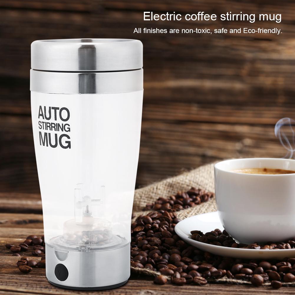 Edelstahl Elektrischer Mixerbecher 400ML Automatischer Kaffeebecher Leiser Rührer Unverziert Stilvoll und Schneeartig Mischbecher für T Kaffee Suppe